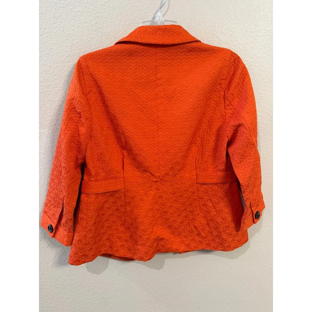 Banana Republic Blazer Women 8 Orange Excellent Textured Jacquard Notch Lapel